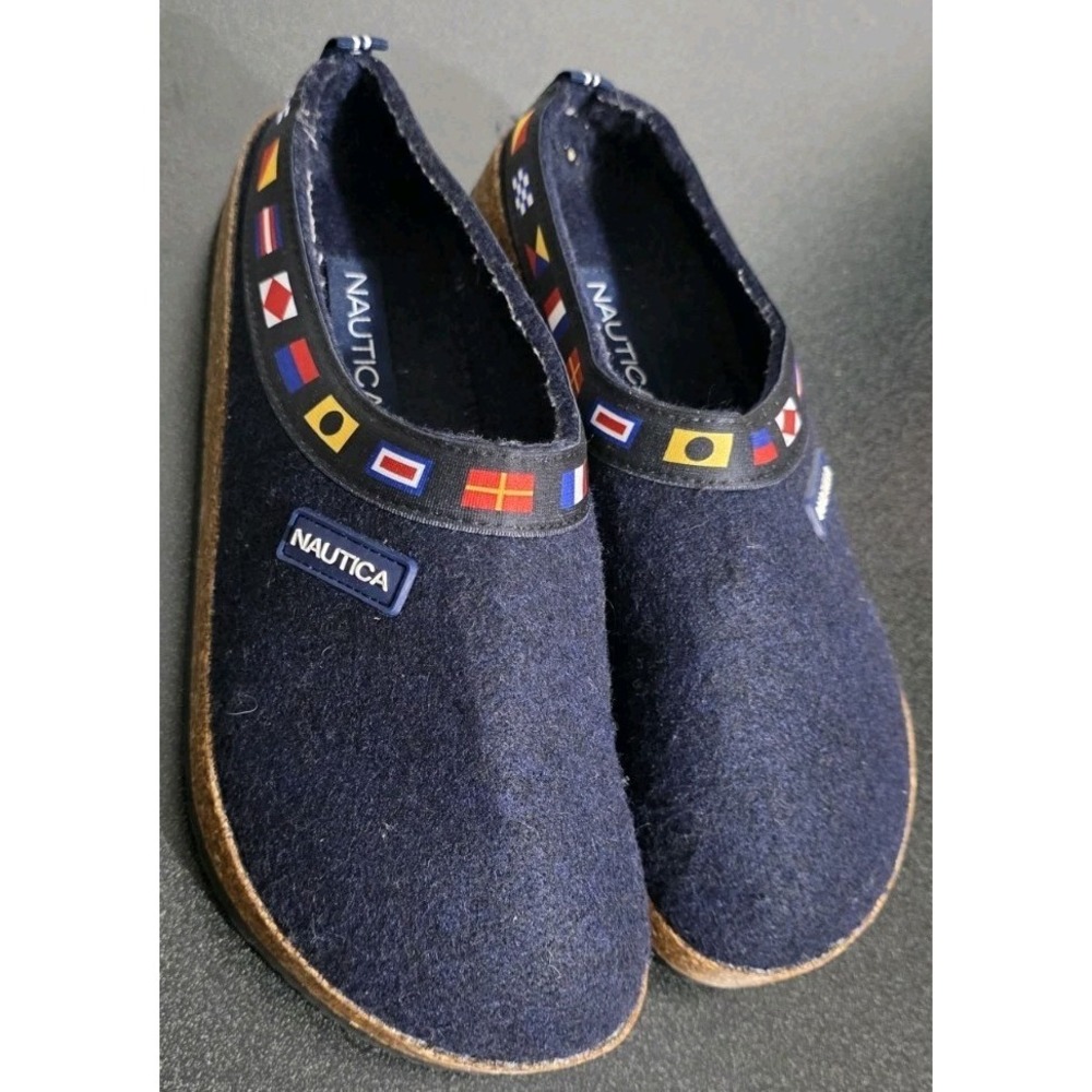 NAUTICA Men's Slip On Slippers Navy Blue United Nations Loafer House Shoe M7 W9
